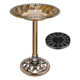 VIVOHOME Polyresin Antique Outdoor Copper Garden Bird Bath and Solar Powered Round Pond Fountain Combo Set